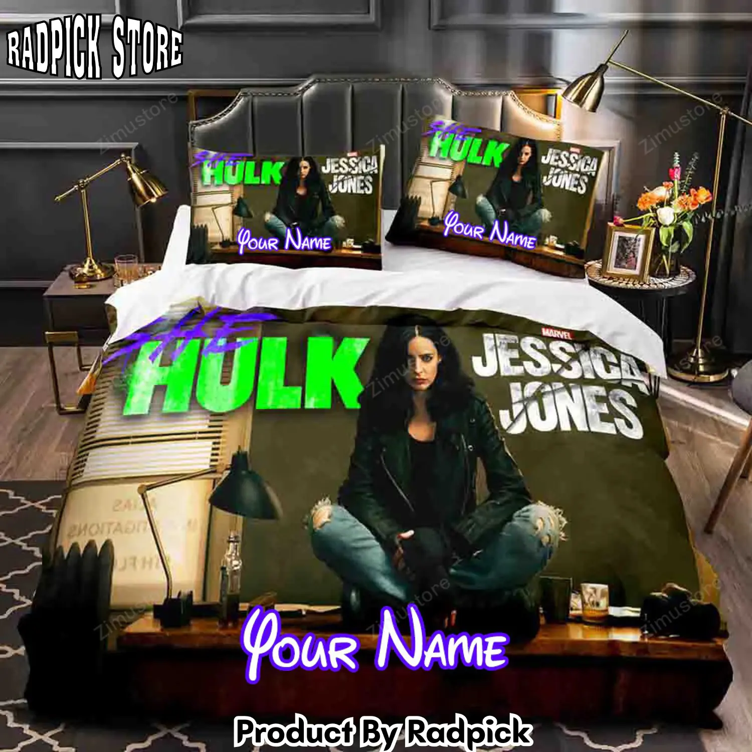 Radpick she hulk personalized name bedding set cosplay duvet cover bed sheets sets6031 rp3272338